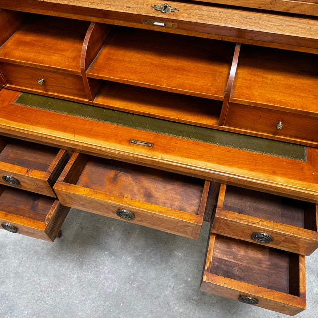 Louis XVI Style Marquetry Cylinder Secretaire with Frieze and Trellis Decoration, 1920s For Sale - Image 16 of 18