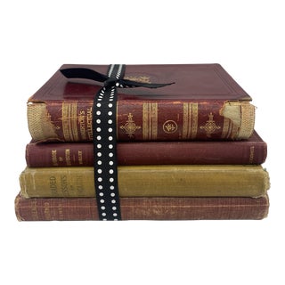 Collection of Antique Decorative Books - Set of 4 For Sale