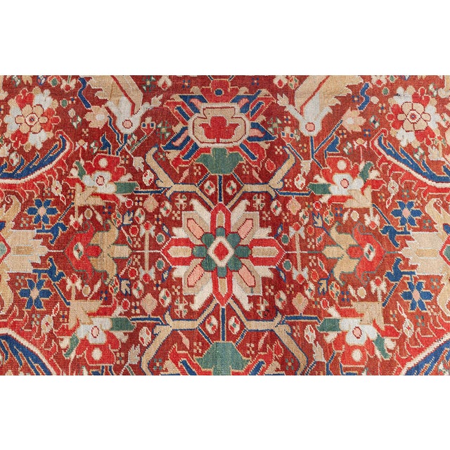 Early 20th Century Early 20th Century Colorful Persian Heriz Handwoven Wool Carpet For Sale - Image 5 of 11