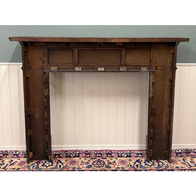 Antique English Fireplace Mantel Surround Renaissance Revival Oak c.1920s-30s For Sale - Image 18 of 18