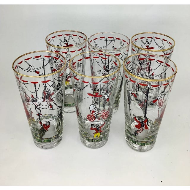 Glass Vintage Libbey Glass Co. Circus Highball Glasses - Set of 6 For Sale - Image 7 of 7