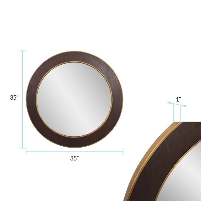 Wood Caldwin Round Mirror- Large For Sale - Image 7 of 9
