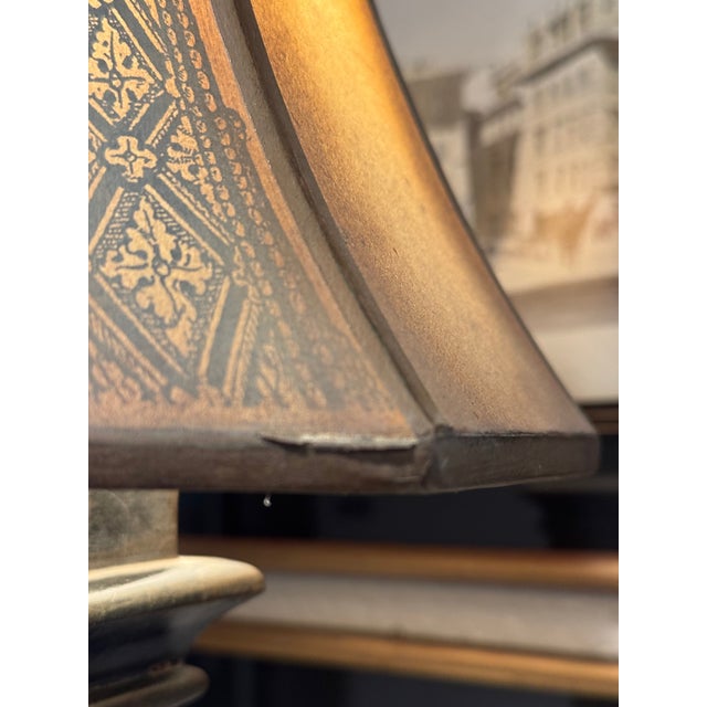 Fine Art Lamps Neoclassical Etched Tole Table Lamp With Parchment Shade – 41” Tall For Sale - Image 12 of 18