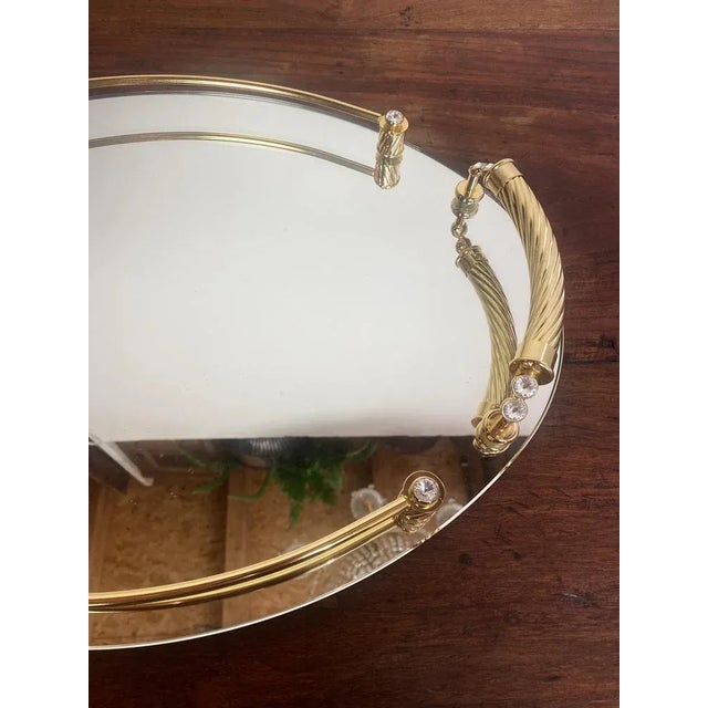 1980s Italian 24-Karat Gold Plated and Brass Tray with Mirror, 1980s For Sale - Image 5 of 11