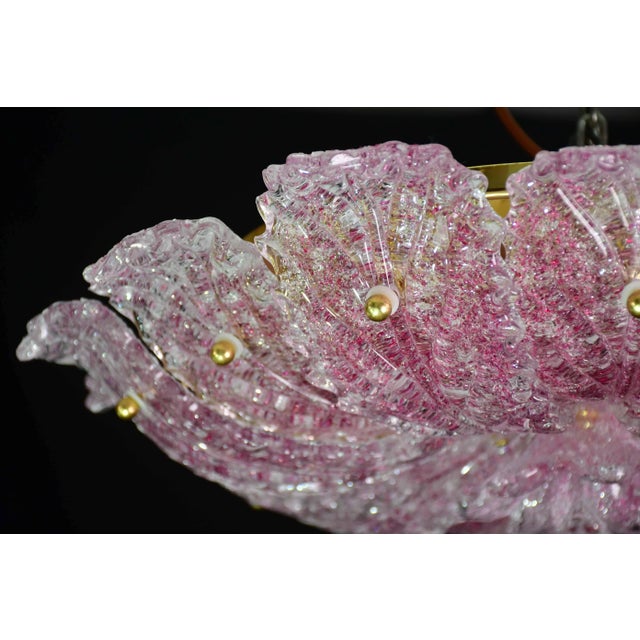 Pink Murano Glass Leave Ceiling Light or Chandelier, 1980 For Sale - Image 14 of 14