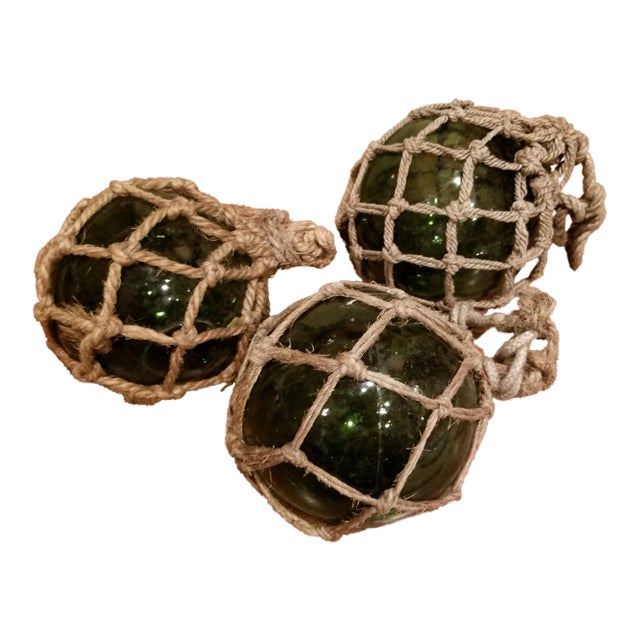 Three Glass Ball Floats For Sale