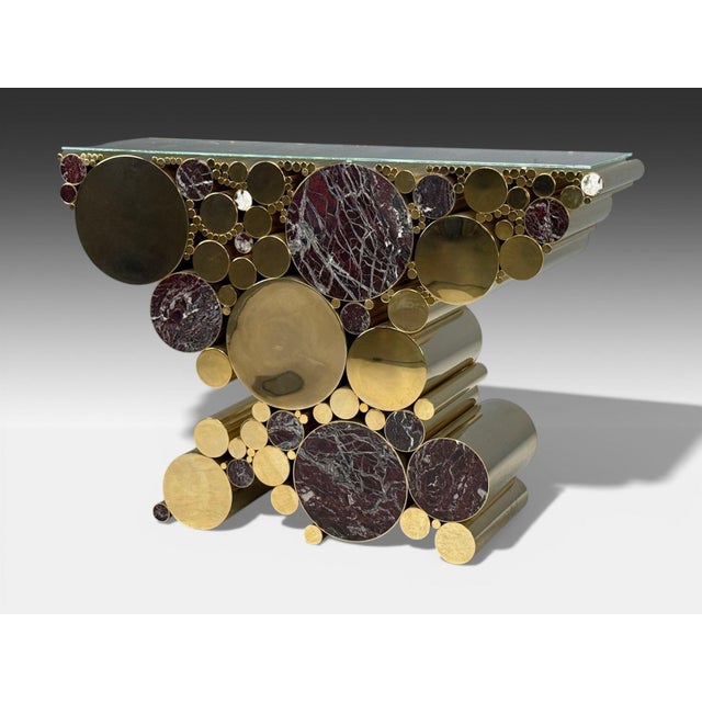 Malabar, Contemporary, Polished Brass, Marble, Wanderlust Console, Portugal, 21st c. Available to ship now. This made-to-...