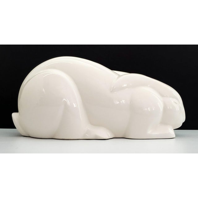 Offering a vintage Mikasa white porcelain bunny rabbit table sculpture, circa 1980s. Label on bottom: Mikasa. This item...