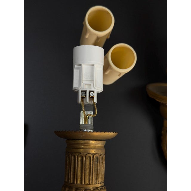 Metal French Louis XVI Revival Gilt Bronze Wall Sconces, Set of 2 For Sale - Image 7 of 9