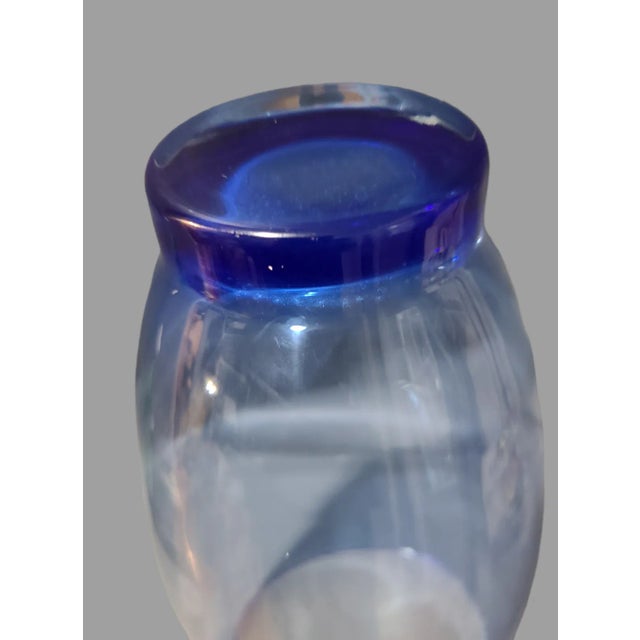Mid-Century-Modern Mediterranean Blue Hand-Blown Art Glass Vase For Sale - Image 6 of 8