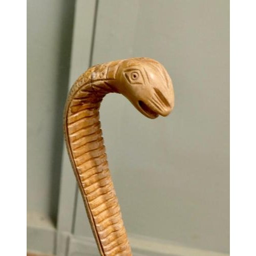 1920s Hand Carved Wooden Cobra Walking Stick, 1920 For Sale - Image 5 of 8