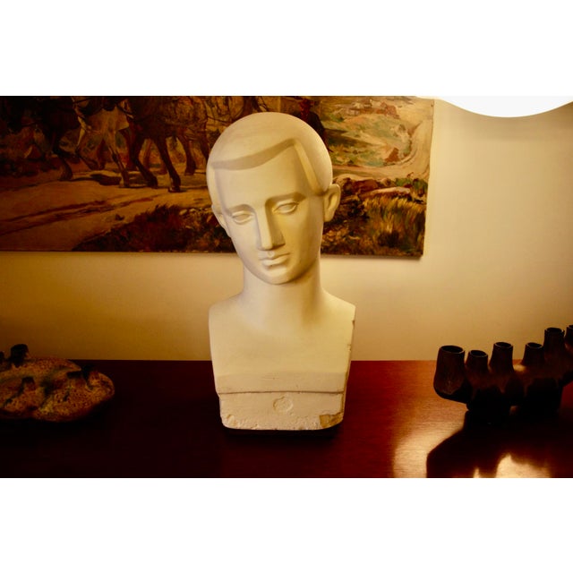 Art Deco Italian Plaster Bust, 1930 For Sale - Image 10 of 10