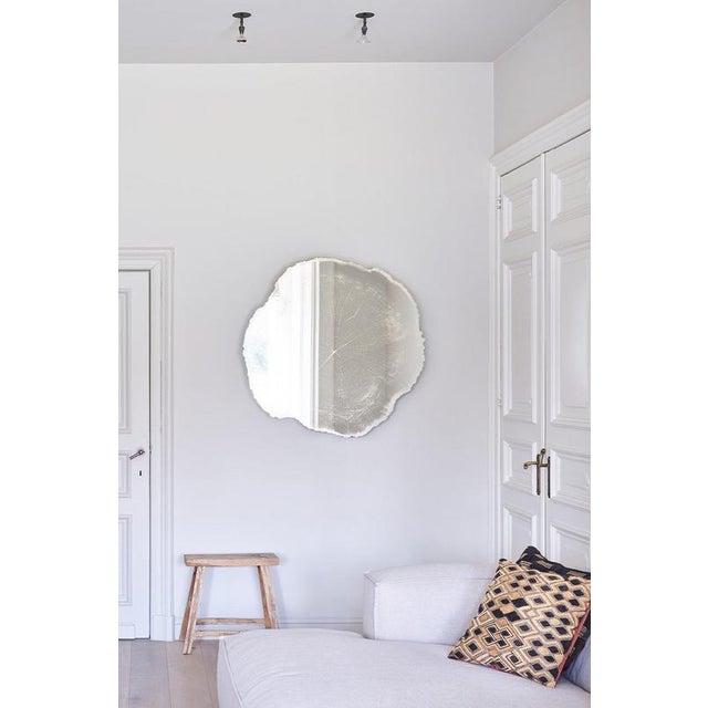 Glass Frosted White Wood Edge Mirror from Deknudt Mirrors For Sale - Image 7 of 18