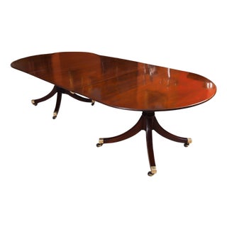 Antique 18th Century George III Regency Twin Pillar Dining Table For Sale