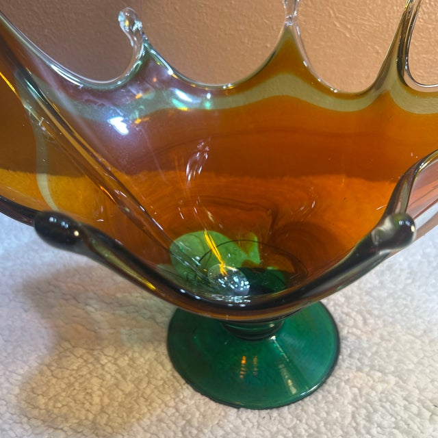 Mid 20th Century Large 16" Mid 20th Century Murano Style Sommerso Glass Centerpiece Bowl For Sale - Image 5 of 12