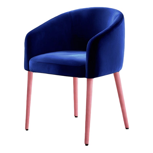 Utopía Dining Chair in Blue Velvet from Moanne For Sale
