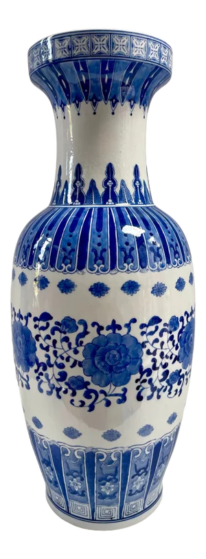 Monumental Chinese Blue & White Porcelain Vase