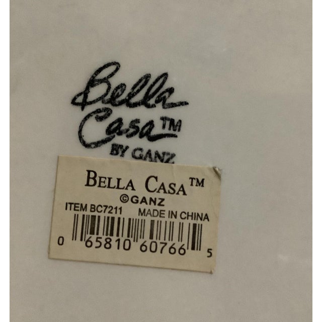 Vintage 2 Pc Bella Casa by Ganz Trompe L’Oeil Blue and White Plaid Peach 3d Fruit Kitchen Pie Saver Dish With Lid Peaches Scalloped Edge For Sale - Image 10 of 10