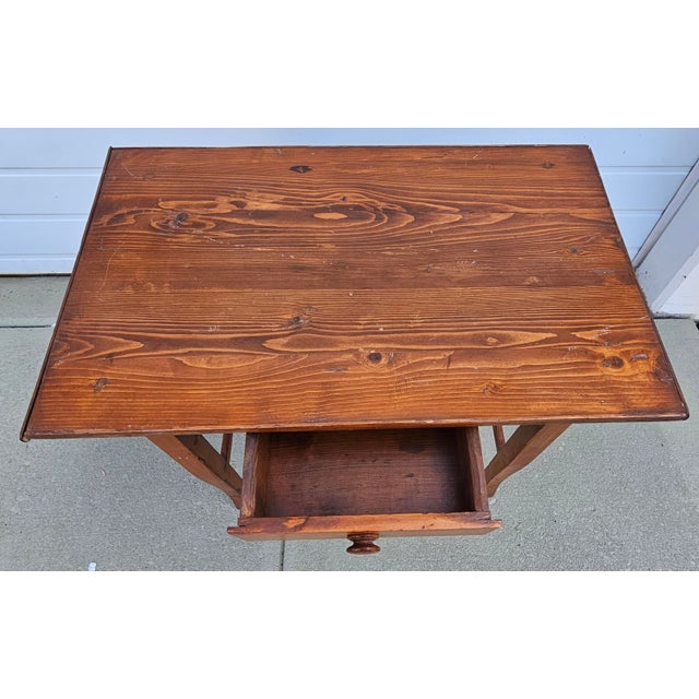 Early 20th Century Early 20th Century Stained Pine Table Desk For Sale - Image 5 of 6