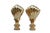 A pair of brass shell lamp finials. Fits a standard size lamp harp. Dimensions per finial. We have more lamp finials...