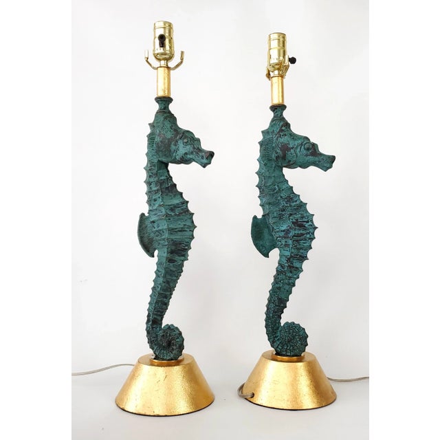 Metal Lamp Pair Seahorses For Sale - Image 7 of 15