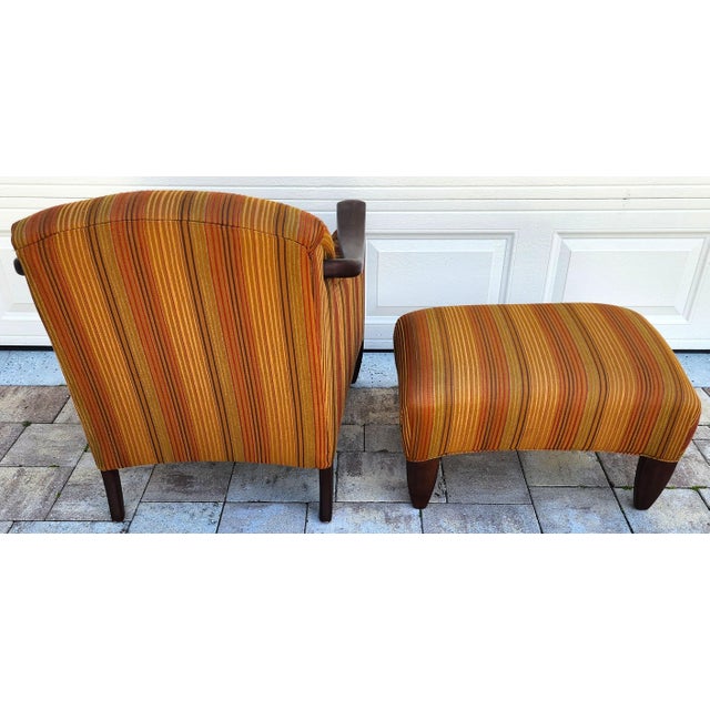 Vintage MCM Club Lounge Armchair & Ottoman Art Deco a Pair For Sale - Image 10 of 14