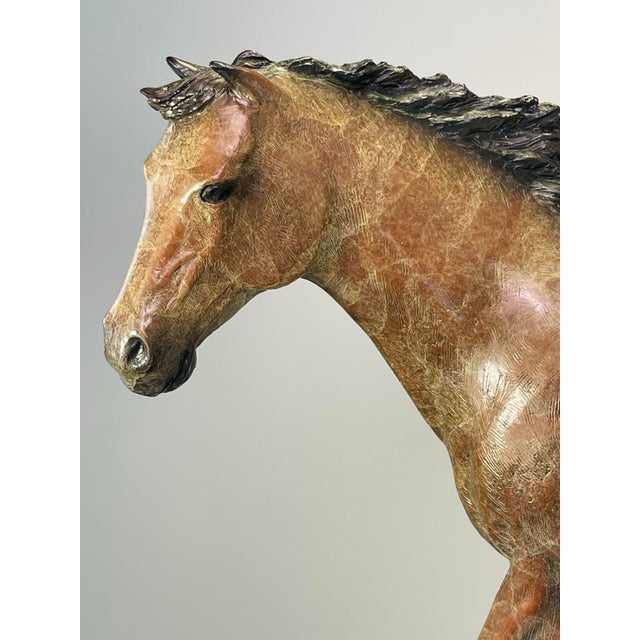 Exquisitely detailed bronze horse sculpture. Limited edition bronze. With proud head held high and mane streaming back,...