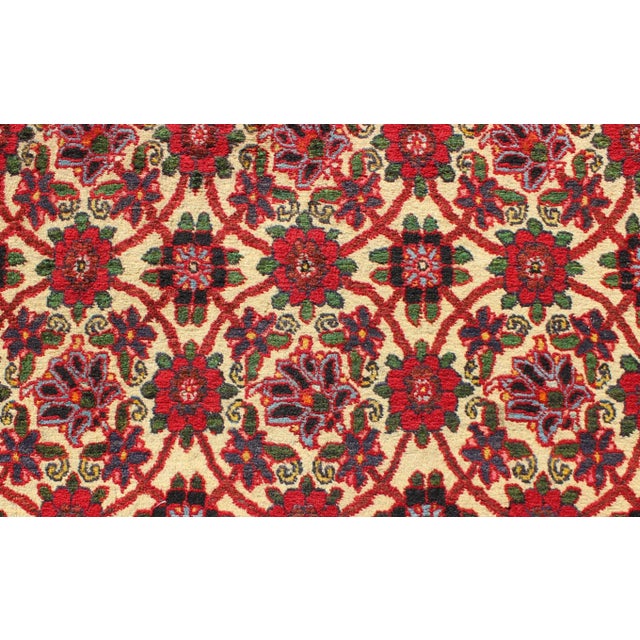 Semi Antique Persian Malayer Rug With Floral Pattern in Rich Red, Yellow Tones For Sale - Image 10 of 12