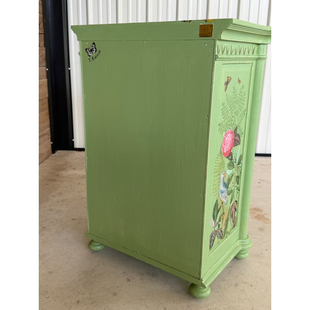 1990s Habersham Cabinet Custom Painted With Tropical Birds and Leopards For Sale - Image 5 of 11