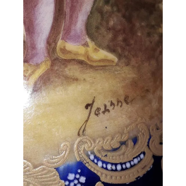 Cobalt Blue Porcelain Vases with Painting and Bronzes, Set of 2 For Sale - Image 5 of 13