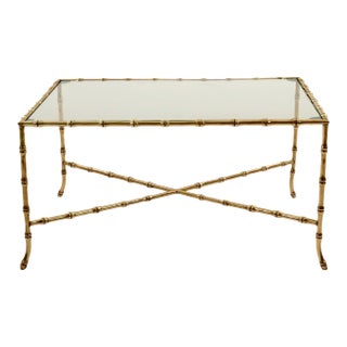 Maison Bagues Brass Faux Bamboo Cocktail Table, France C 1950s For Sale