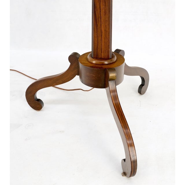 Rosewood & Burl Wood Tripod Base Side Table Regency Style Floor Lamp For Sale - Image 11 of 12