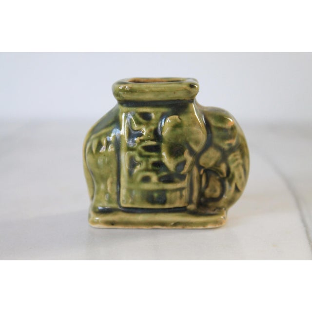 Ceramic Vintage Green Ceramic Elephant Toothpick Holder For Sale - Image 7 of 11