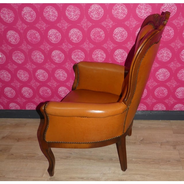Chippendale Chesterfield Armchair in Caramel Leather, 1960s For Sale - Image 4 of 13
