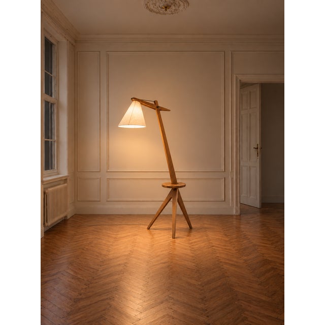 Wood Tripod Floor Lamp, Sweden, 1950, in Very Good conditions. Designed 1950 to 1959 European Plug (up to 250V).The wiring...