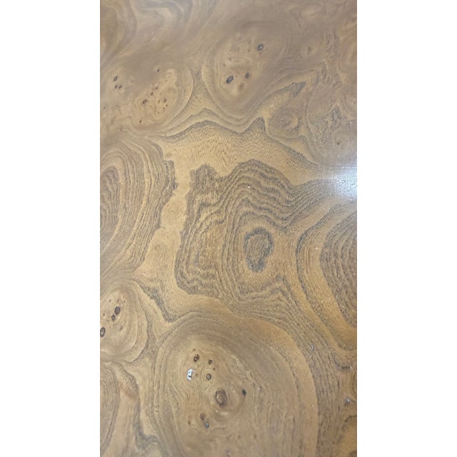 Vintage Mastercraft Olive Ash Burl Expandable Dining Table With Two Leaves, Seats 8–10 For Sale - Image 13 of 15