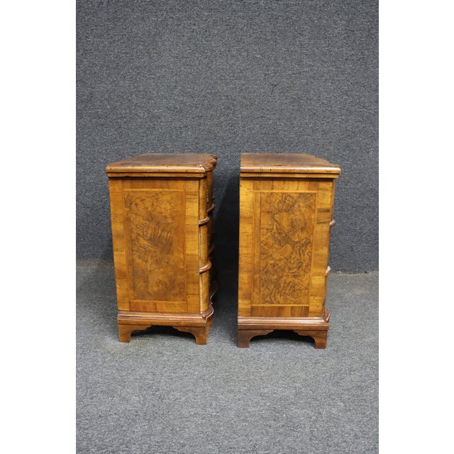 Pair of Trouvailles Burl Walnut French Nightstands For Sale - Image 13 of 13