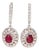 Roshe Jewels Ruby Earrings, 3.55 Carats Ruby and Diamond Earrings in 14k Gold, A Pair For Sale