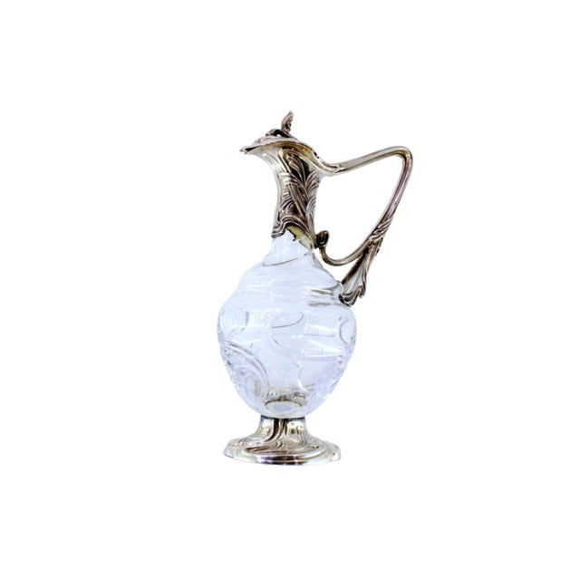 Silver Wine Jug in Cut Glass For Sale - Image 9 of 9