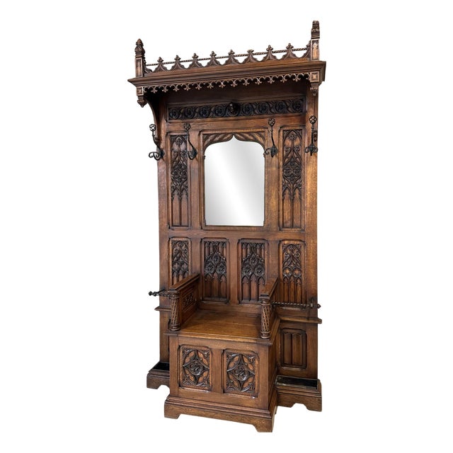 Neo-Gothic Style Wardrobe, 1890s For Sale