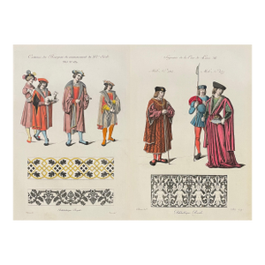 1825 Pair of French Royalty Costume Hand Colored Engravings