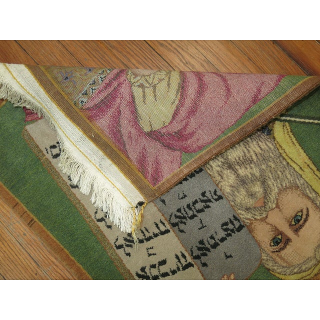 Persian Vintage Zabihi Collection Persian Tabriz Ten Commandment Rug For Sale - Image 3 of 4