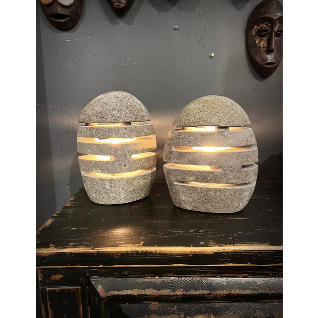 Organic Modern River Rock Table Lamp For Sale - Image 4 of 7