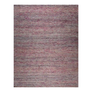 8x10 Red Hand-Knotted Silk Subtle Striations Geometric Modern Carpet Rug For Sale
