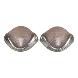 French Art Deco Peach Modernist Wall Sconces by Viarme 1930s - A Pair