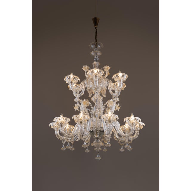 Gold Murano Glass Chandelier from Barovier and Toso, 1980s For Sale - Image 8 of 12