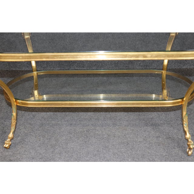 Maison Jansen 1960's Bronze Ramshead Maison Jansen Style Two Tier Coffee Table For Sale - Image 4 of 9