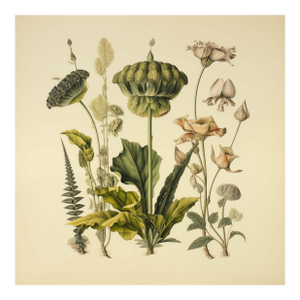 20" X 20" Original Watercolor Botanical Fine Art Print - Dark Green, Unframed