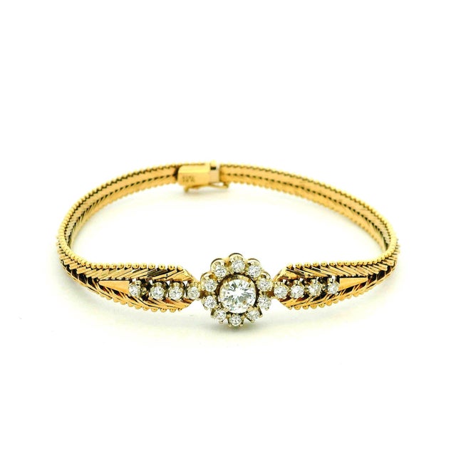 1970s Italian 14k Gold Diamond Flexible Bangle Bracelet For Sale - Image 10 of 12