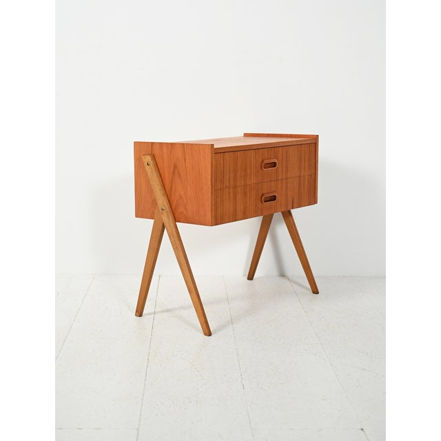 Scandinavian Teak Bedside Table with Two Drawers, 1960s For Sale - Image 3 of 11